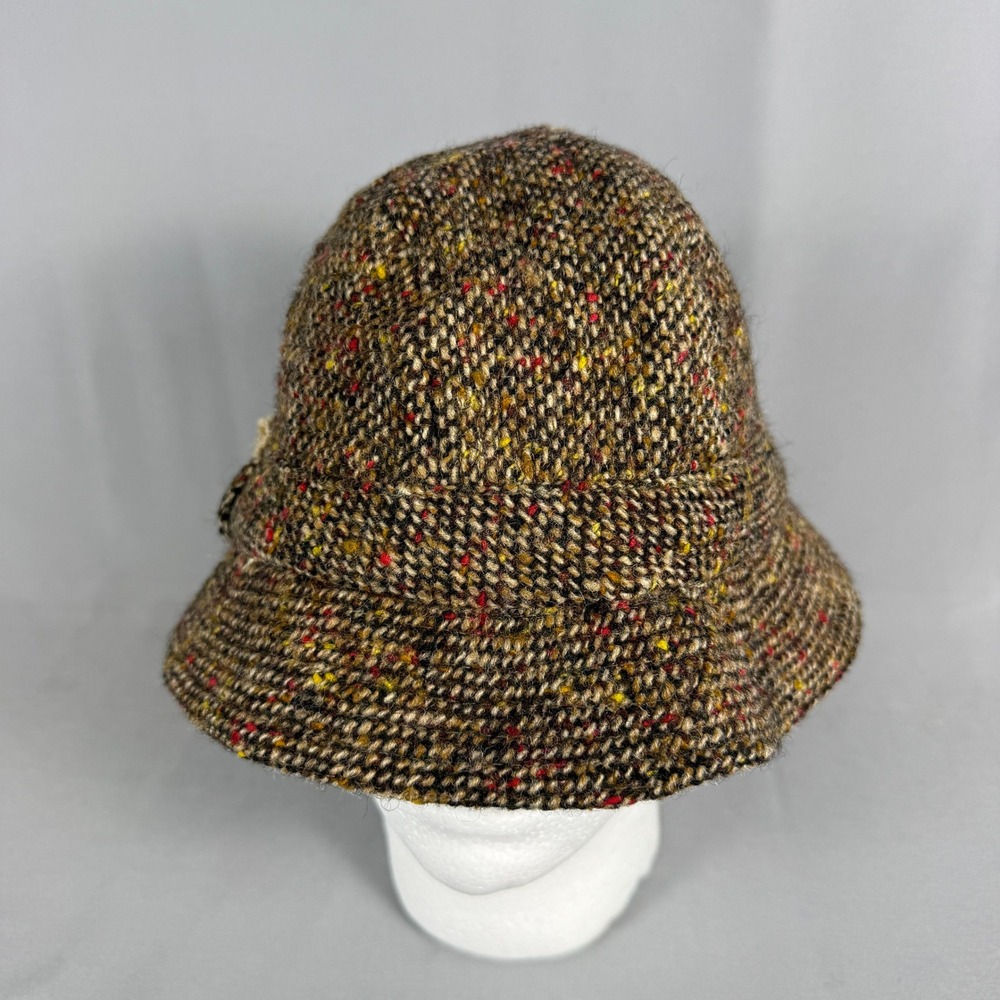David Hanna & Sons W Bill Ltd Wool Tweed Bucket Hat Brown Multi Made in Ireland - Picture 2 of 11